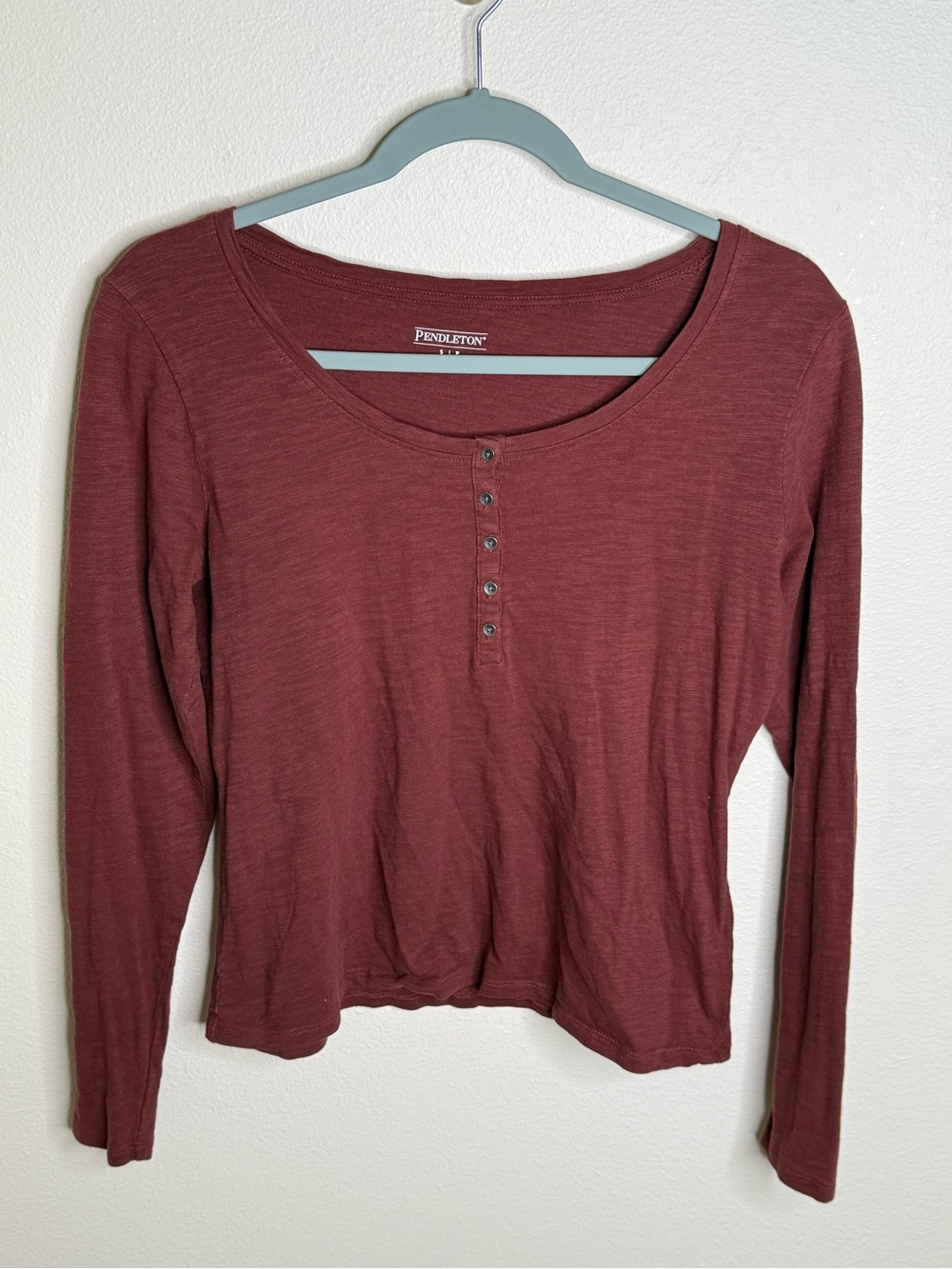 Pendleton Women’s Rust Henley Long Sleeve Shirt 100% Cotton Western Casual S/P